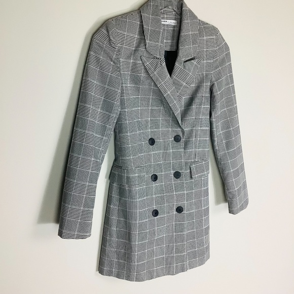 Pull‎ & Bear Double Breasted Houndstooth Blazer Jacket - Picture 8 of 12